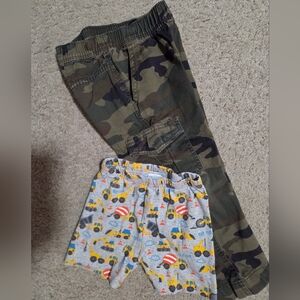 Bundle of 2 Toddler Boys Cargo Pants & Pajama Bottoms Size 3T